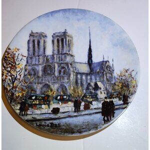 Vintage Limoges Paris Decorative Plate With Notre Dame Design Signed By Artist L